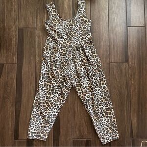 Vintage Tape Measure Leopard Print Sleeveless Jumpsuit Sz M